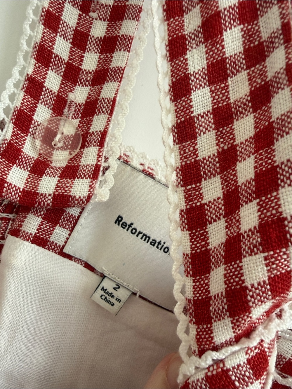 Reformation red gingham linen tank crop top - Picture 4 of 7